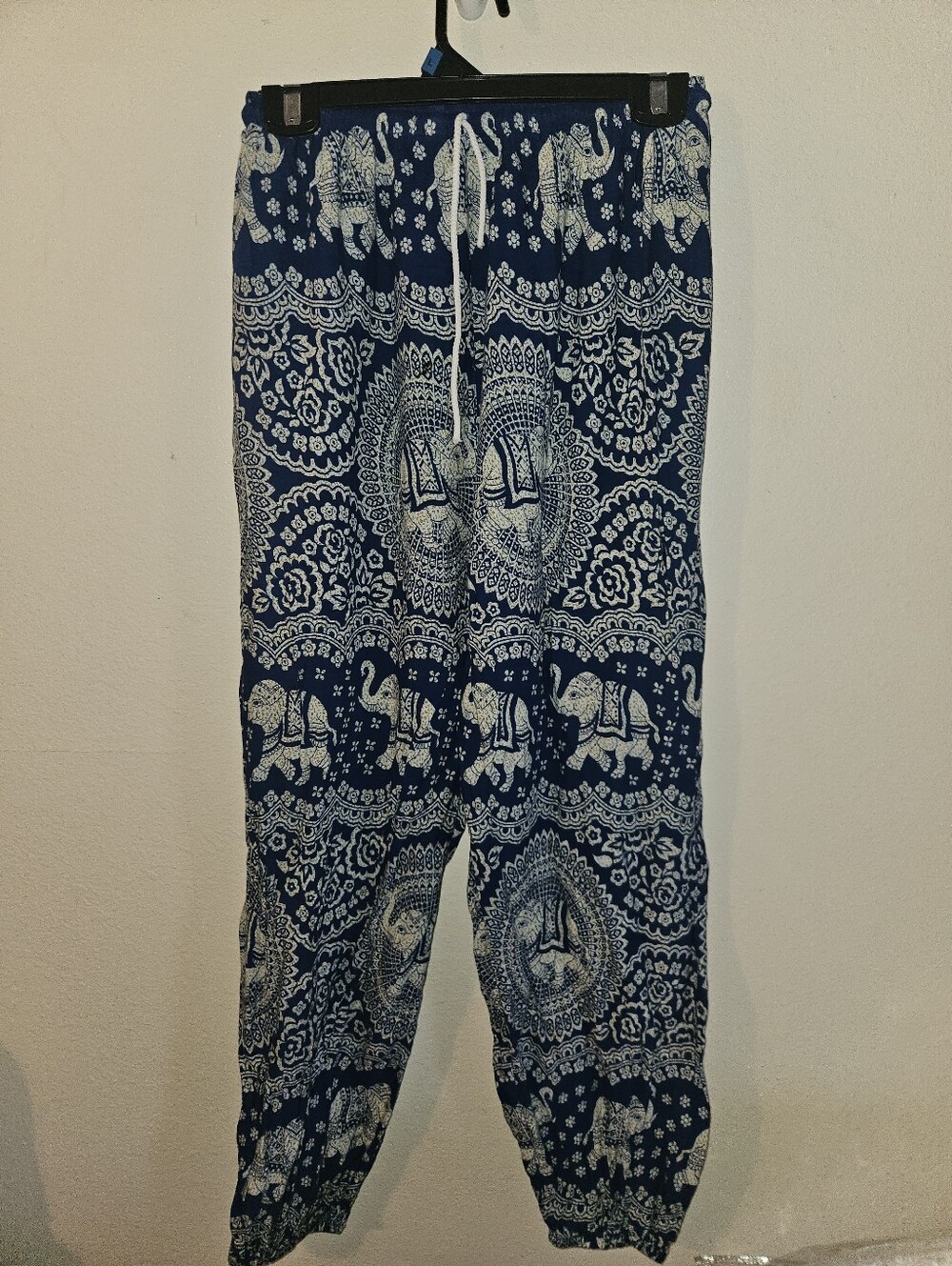 Unbranded Womans Blue Elephant Print Elastic Waist Pants Size Xxl
